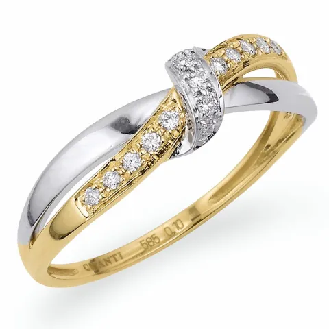 testsieraad diamant gouden ring in 14 karaat goud-en witgoud 0,10 ct