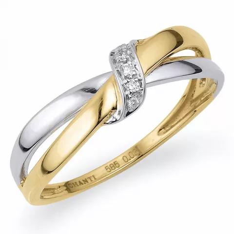 testsieraad abstract diamant gouden ring in 14 karaat goud-en witgoud 0,03 ct