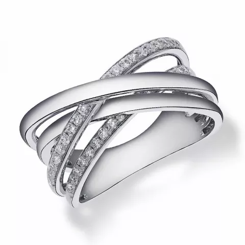 abstract diamant witgoud ring in 14 karaat witgoud 0,38 ct