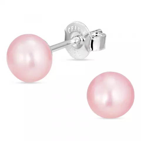 6-6,5 mm roze parel oorstekers in zilver