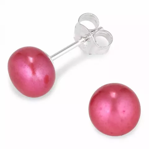 7-7,5 mm rond pink parel oorstekers in zilver