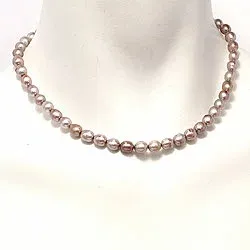 testsieraad parel ketting in verzilverd koper 42 cm x 7,0-7,5 mm