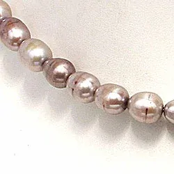 testsieraad parel ketting in verzilverd koper 42 cm x 7,0-7,5 mm