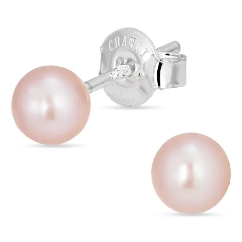 4-4,5 mm rond paarse parel oorstekers in zilver