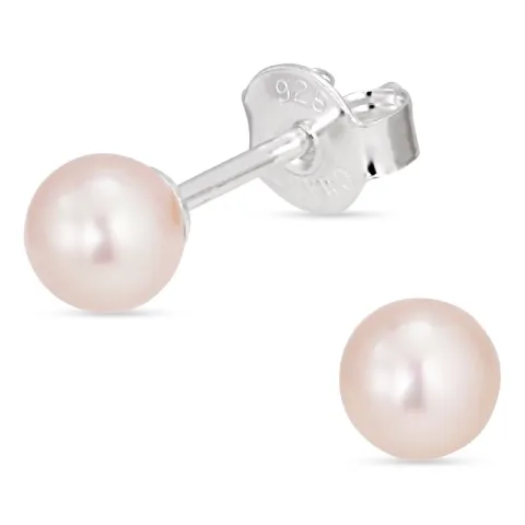 5-5,5 mm rond roze parel oorstekers in zilver