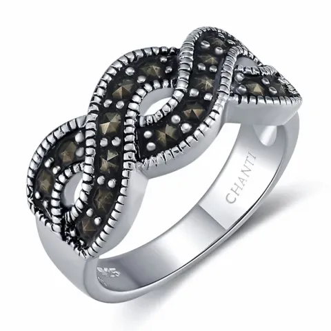 kristal ring in zilver