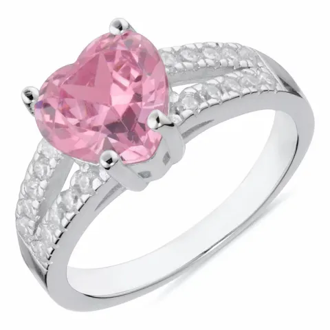 Hart pink zirkoon ring in zilver