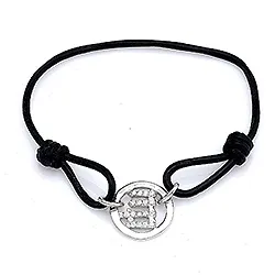 de maagd armband in leren met hanger in zilver