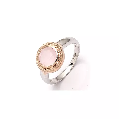 Rond ring in zilver met een roze coating met zilver