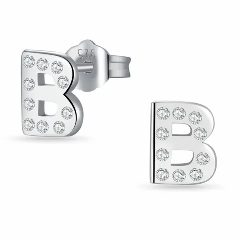 letter b oorsteker in zilver