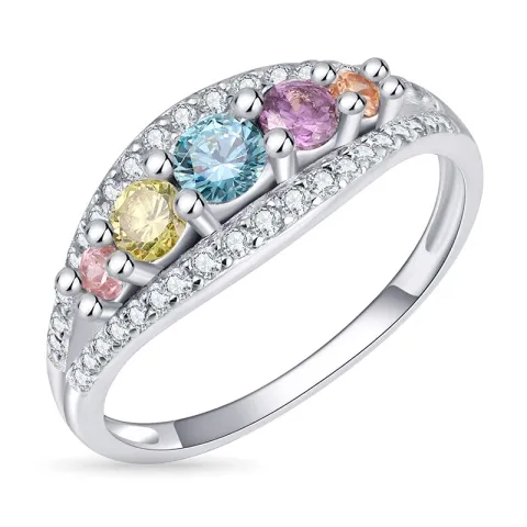 veelkleurig zirkoon ring in zilver