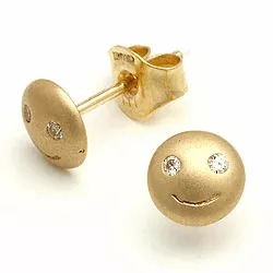 Smiley oorbellen in 8 karaat goud met zirkonen