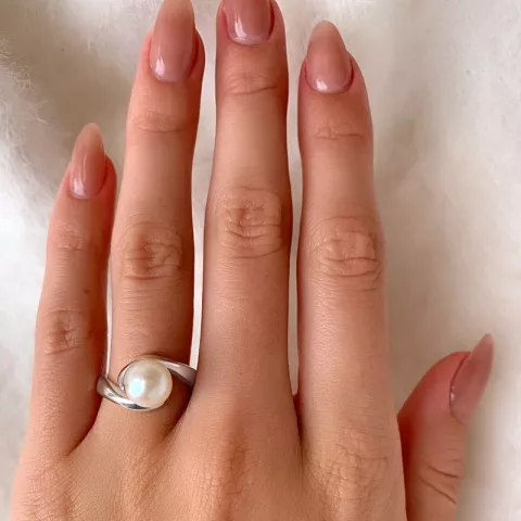 parel ring in zilver