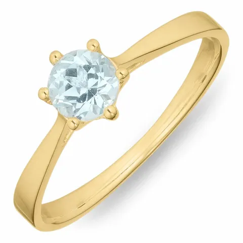 Blauwe topaas solitaire ring in 8 karaat goud