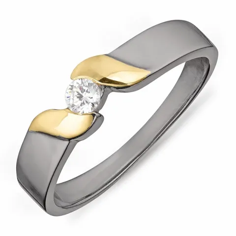 testsieraad ring in gerodineerd zilver met verguld sterlingzilver