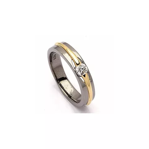 zirkoon ring in zwart gerhodineerd zilver met verguld sterlingzilver