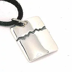 Vierkant dogtag ketting in katoenen met hanger in zilver