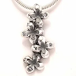 Bloemen hanger in geoxideerd sterlingzilver