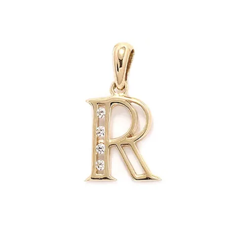 Letter r hanger in 8 karaat goud