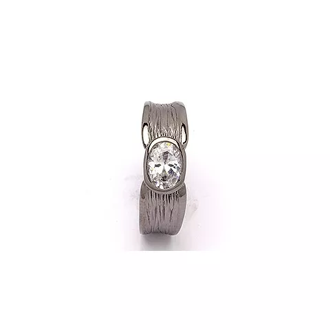 Breed zirkoon ring in zwart gerhodineerd zilver