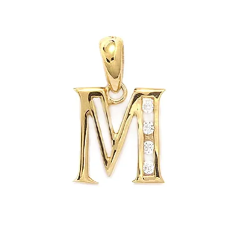 Letter m hanger in verguld sterlingzilver