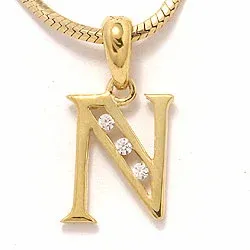 Letter n hanger in verguld sterlingzilver