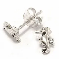 Zeepaard oorsteker in geoxideerd sterlingzilver