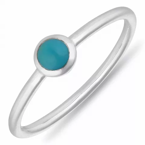 Rond blauwe ring in zilver