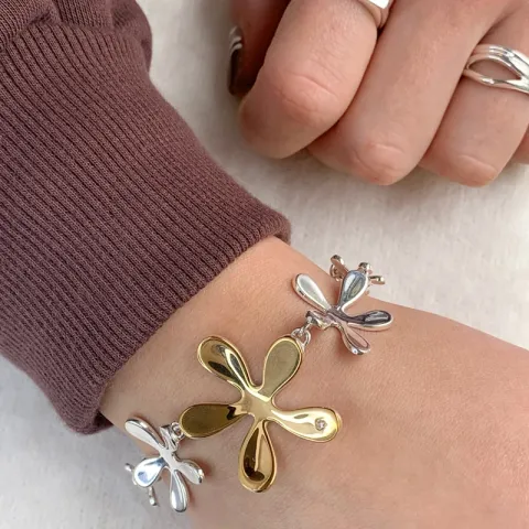 Bloem armband in zilver