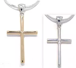 kruis hanger in zilver en 8 karaat goud