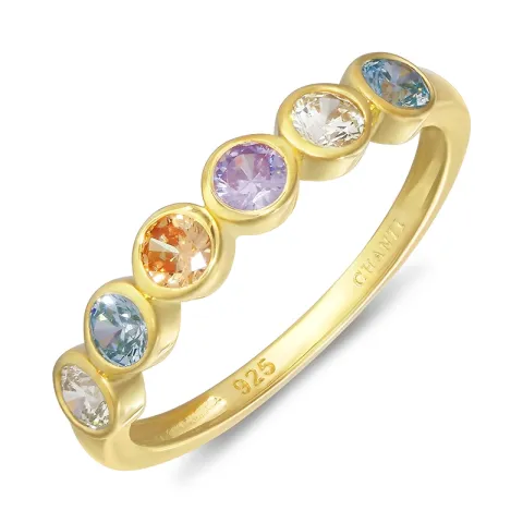 veelkleurig zirkoon ring in verguld sterlingzilver - Bubbly Twist