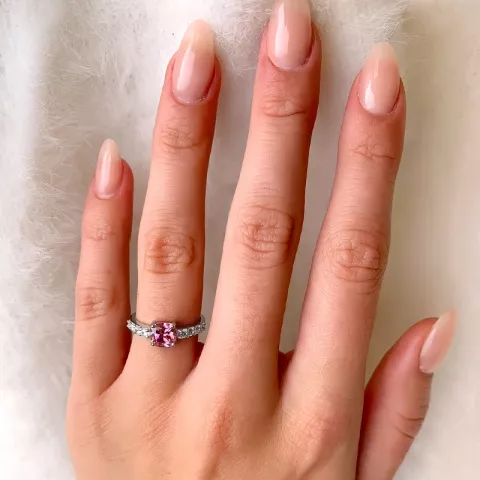 roze zirkoon ring in zilver