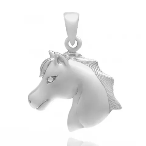 Glanzend paarden hanger in zilver