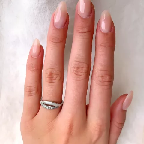 Gezandstraald witte zirkoon ring in zilver