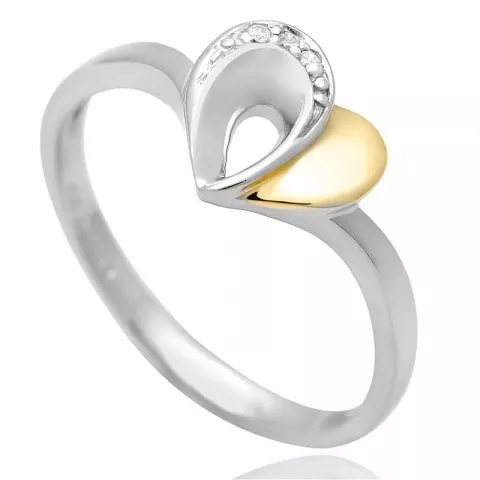 Schattige hart ring in zilver met verguld sterlingzilver