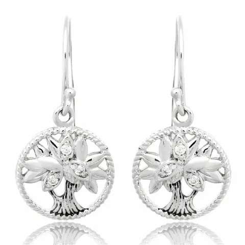 12 mm boom van het leven zirkoon oorbellen in zilver