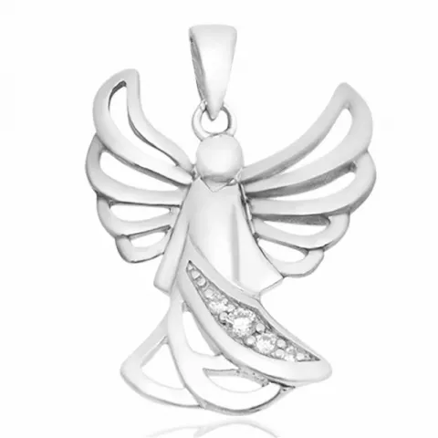 Elegant engel witte zirkoon hanger in zilver