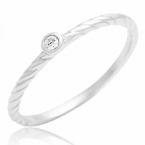 Elegant met structuur zirkoon ring in zilver