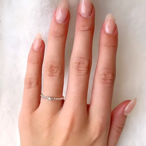 bolletje zirkoon ring in zilver