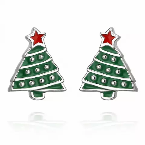 Kerstboom oorbellen in zilver