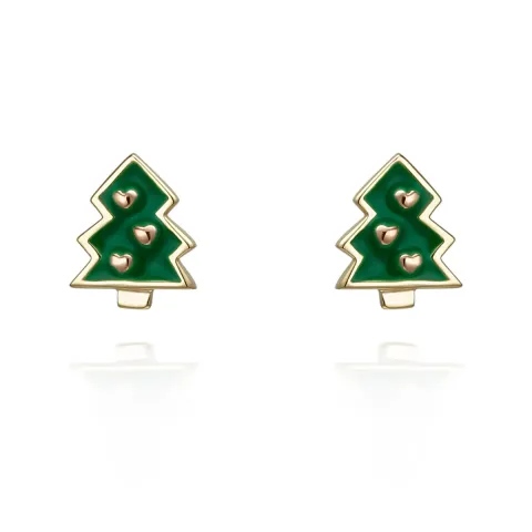 Kerstboom oorsteker in verguld zilver