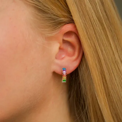 15,5 mm multikleurige creool in zilver