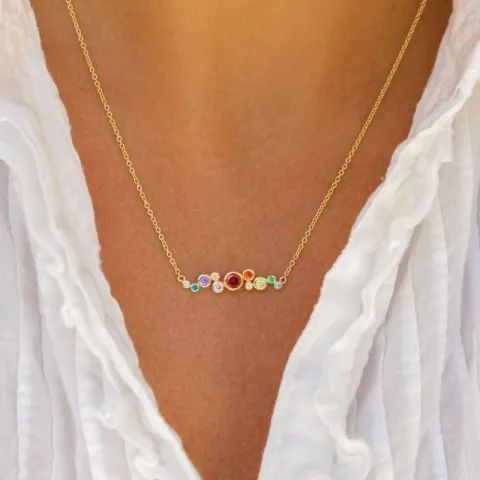veelkleurig ketting in verguld sterlingzilver