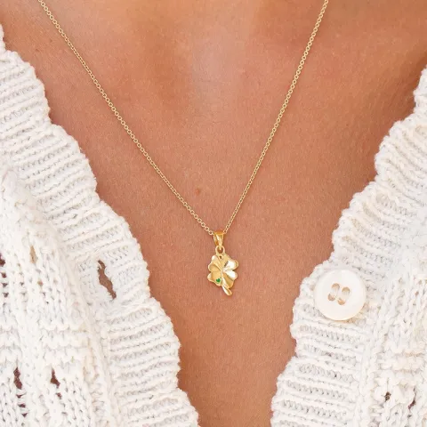 klavertje vier hanger in verguld sterlingzilver