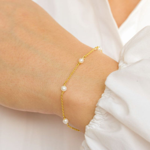 parel armband in verguld sterlingzilver