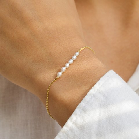 parel armband in verguld sterlingzilver