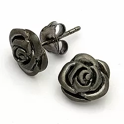 Roze oorbellen in zwart gerhodineerd zilver