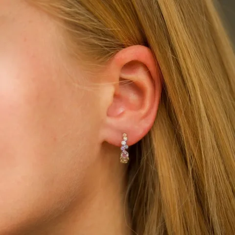 multikleurige zirkoon halfcreool in zilver - Bubbly Twist