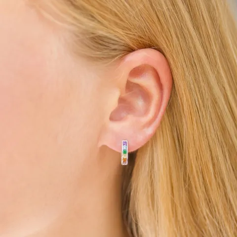 multikleurige zirkoon creool in zilver