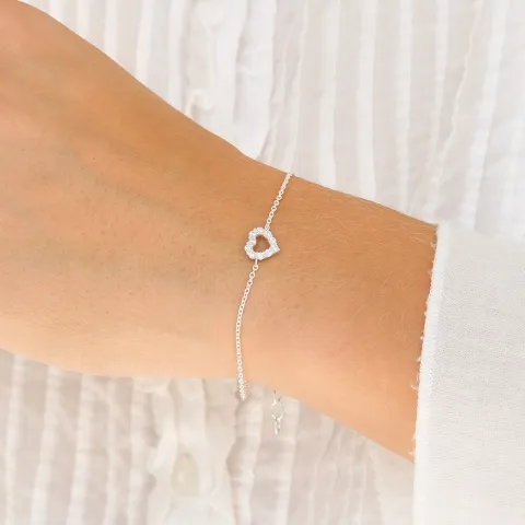 hart witte zirkoon armband in zilver